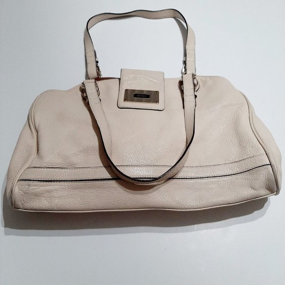 DKNY Cream Multicompartment Logo Double Handle Leather Handbag - Picture 1 of 7